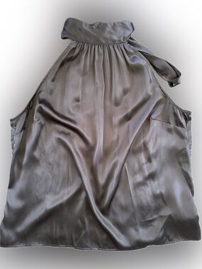NWT Reformation Charcoal Satin Halter Top with Neck Tie